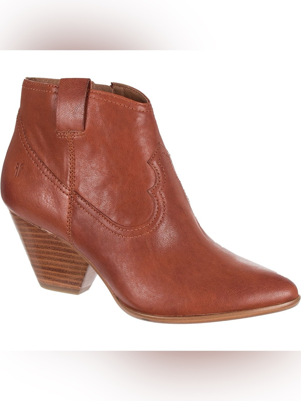 Frye Reina Leather Western Style Bootie Size 9M In Brown